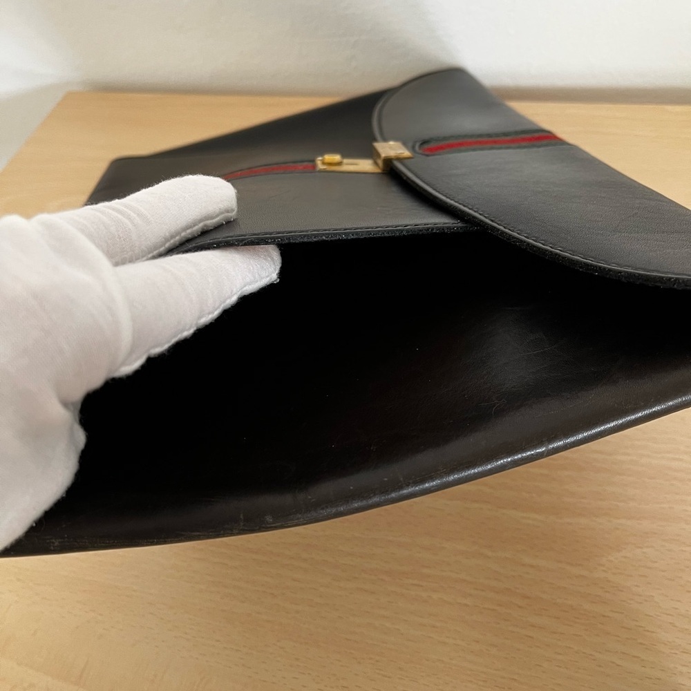 Rare Gucci Sherry Line Laptop Document Envelope Clutch Black 1970-80 - Picture 10 of 14